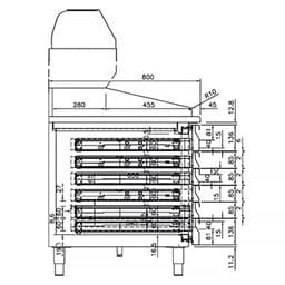 Pizzakühltisch Premium PLUS - 2305x800mm - mit 2 Türen & 6 Schubladen - inkl. Kühlaufsatzvitrine - 10x GN 1/3