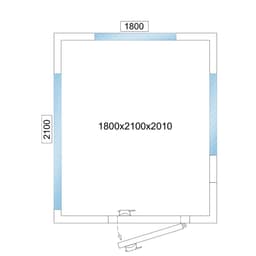 Kühlzelle - 1800x2100mm - 5,88m³ - mit 3 Glasseiten