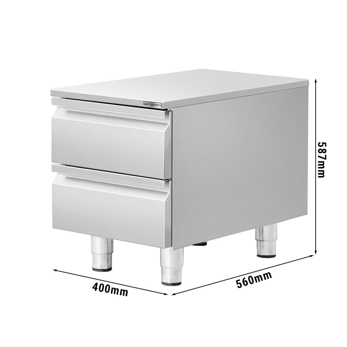 Zásuvková skříňka - nerezová ocel - 400x560mm - 2 zásuvky