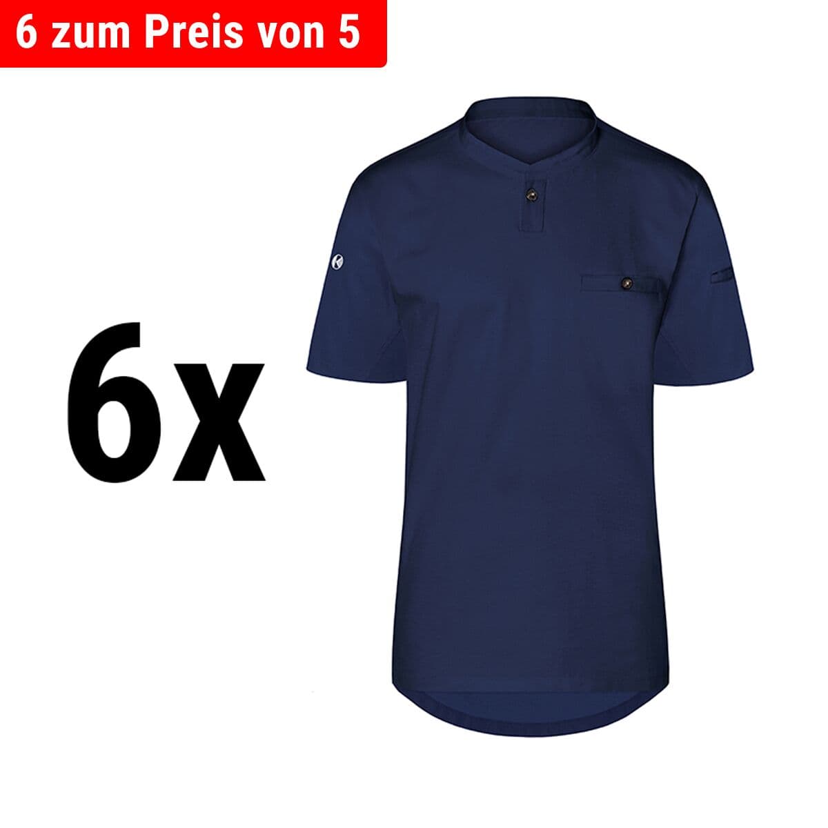 (6 pieces) Karlowsky - Short Sleeve Men's Work Shirt Performance - Navy - Size: L