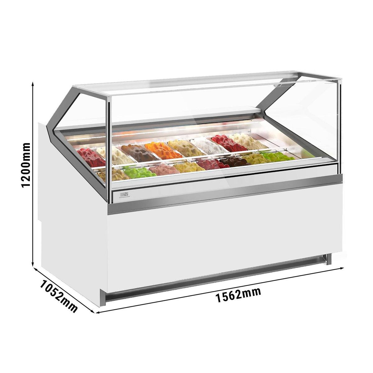 Ice cream counter IVY - 1560mm - Air circulation - for 16x 5 liter containers - White