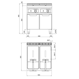 Elektro Doppelfritteuse - 22+22 Liter - 44 kW - Elektronische Steuerung