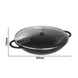 STAUB | SPECIALITY - Wok se skleněnou poklicí - Ø 370 mm - litina - černý