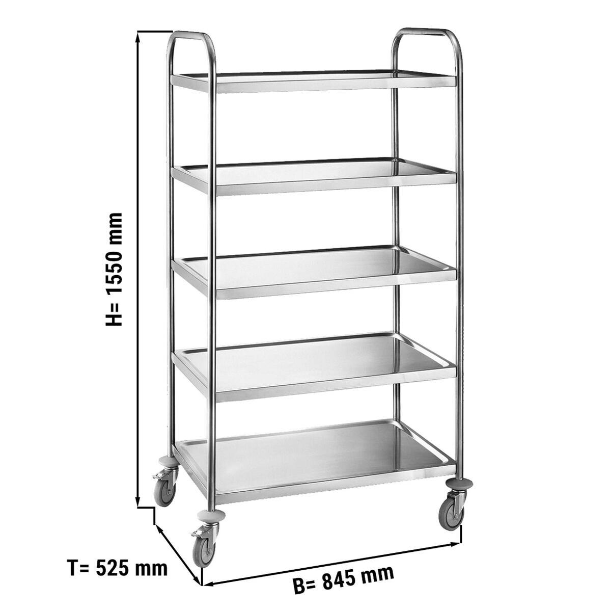 Serving trolley - 845x525mm - with 5 shelves