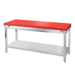 Edelstahl Arbeitstisch PREMIUM - 1500x600mm - mit Grundboden ohne Aufkantung inkl. Schneideplatte