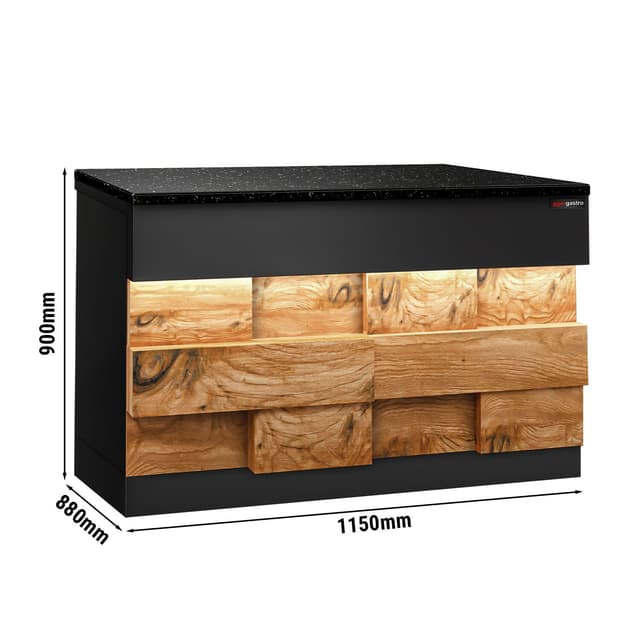 Kassentisch TORONTO - 1150mm - Holzfront - schwarze Granit-Arbeitsplatte