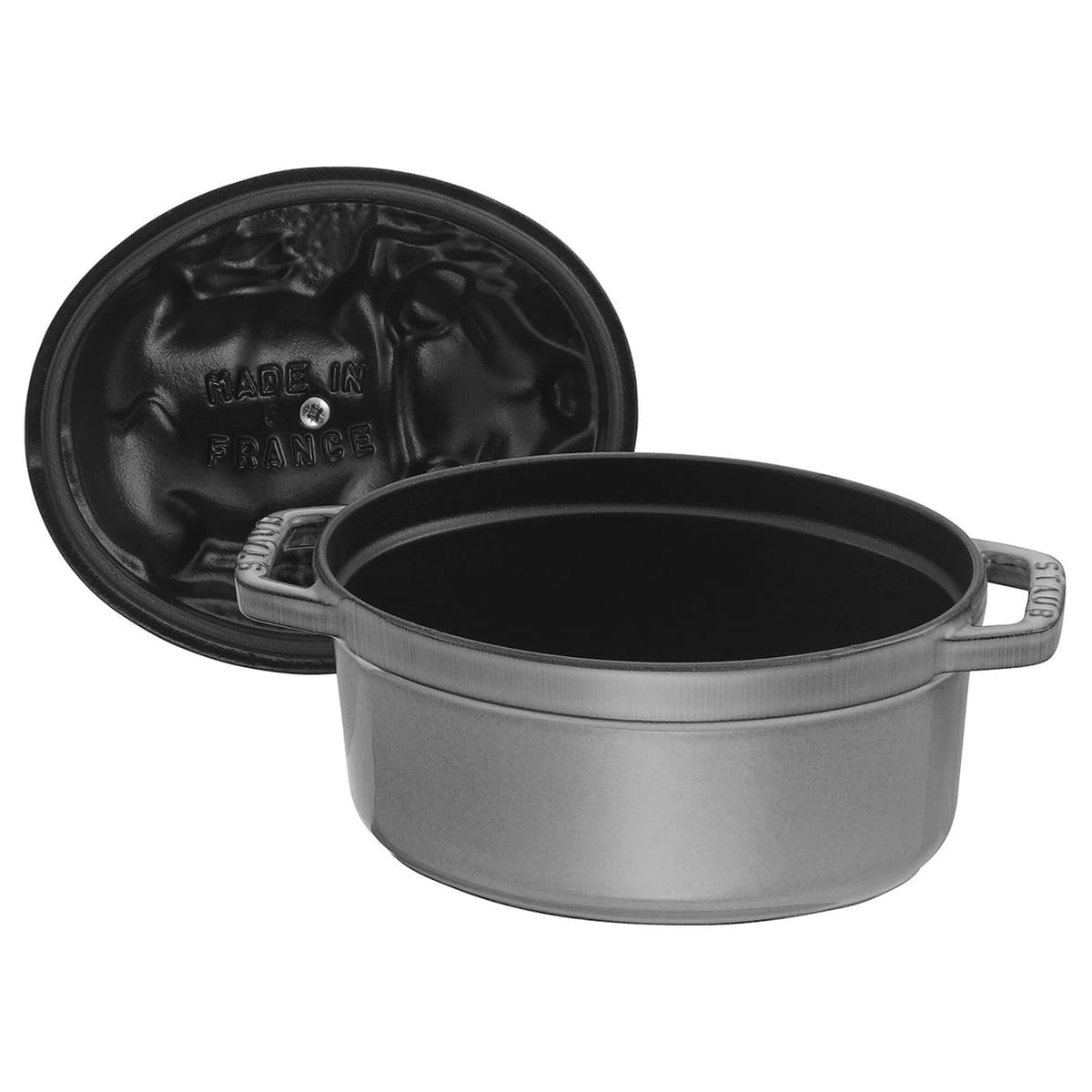 STAUB | LA COCOTTE - kokotka - poklice s prasátkem - oválná - 170 mm - litina - grafitově šedá