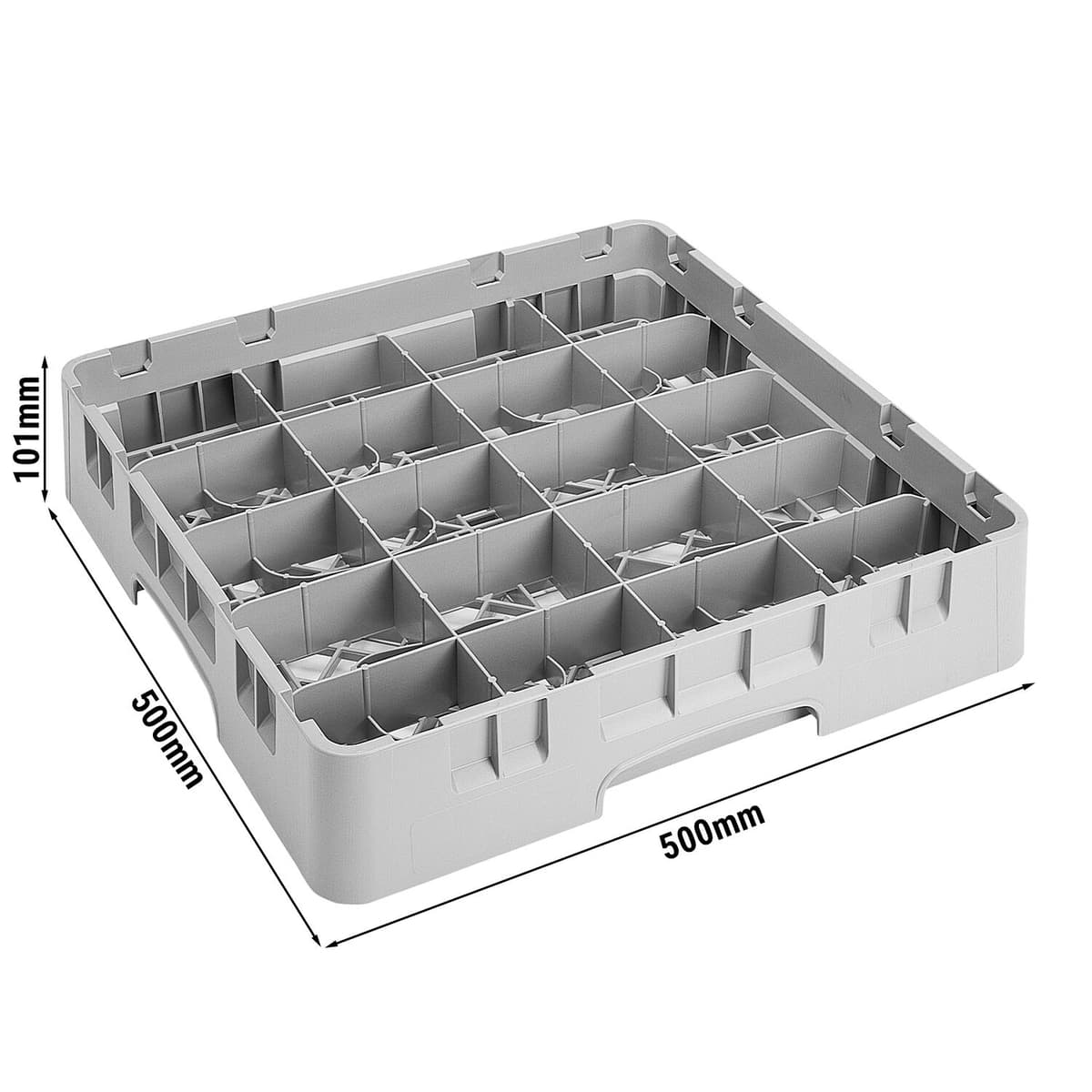 CAMBRO | CAMRACK® - Mycí koš na šálky 1/1 s 20 přihrádkami - 500x500mm - šedý