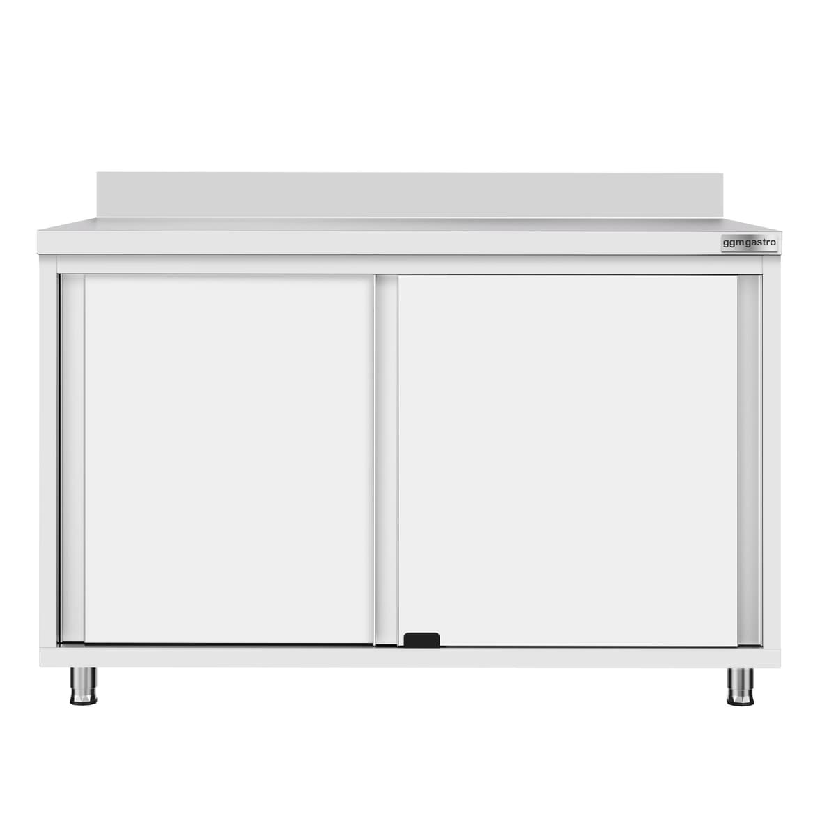 Stainless steel work cabinet ECO - 1200x700mm - with sliding door and backsplash