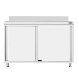 Stainless steel work cabinet ECO - 1200x700mm - with sliding door and backsplash