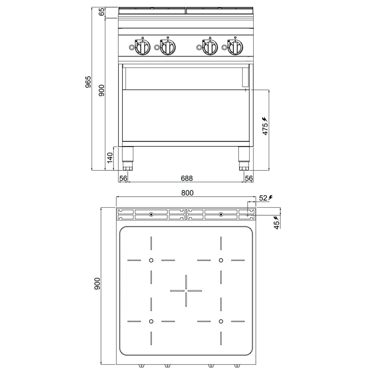 4x Indukční varná deska (20 kW)