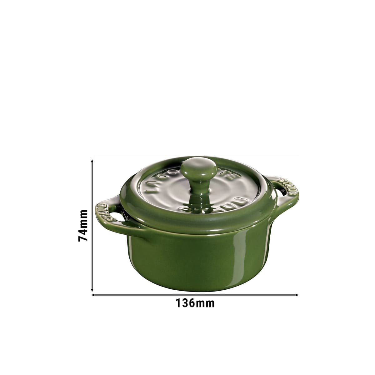 STAUB | CERAMIQUE - mini kokotka - Ø 100 mm - kulatá - keramika - bazalkově zelená