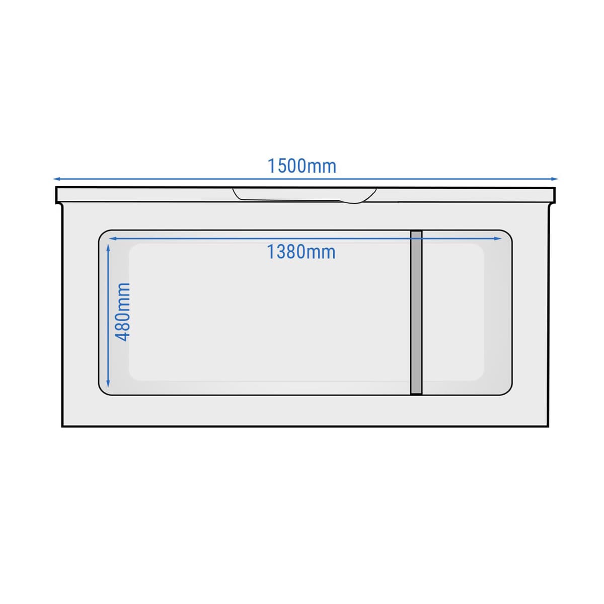 Deep freezer - 1500mm - 480 litres - plastic lid - incl. partition wall