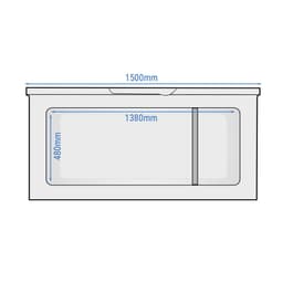 Deep freezer - 1500mm - 466 litres - stainless steel lid - incl. partition wall