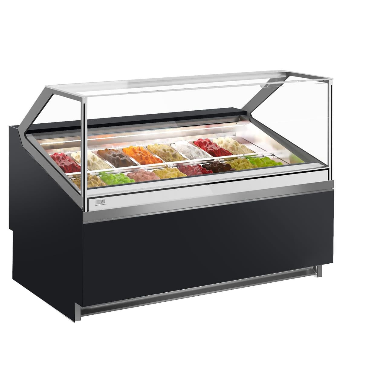 Ice cream counter IVY - 1560mm - Air circulation  - for 16x 5 liter containers - Black