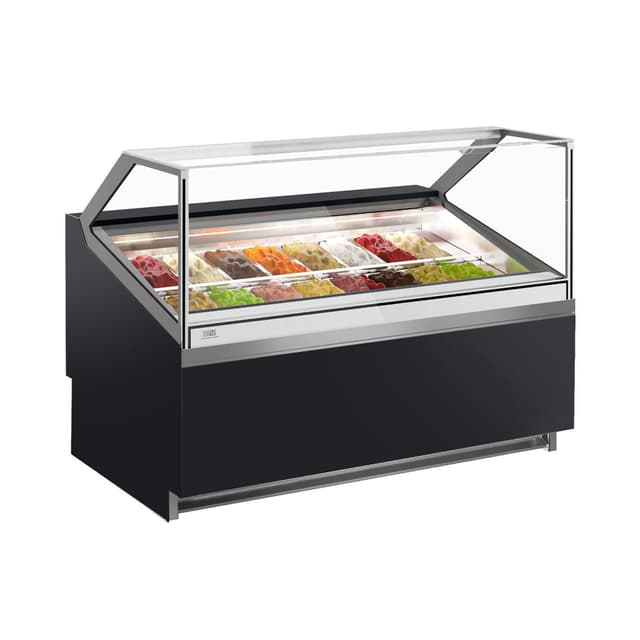 Ice cream counter IVY - 1560mm - Air circulation  - for 16x 5 liter containers - Black