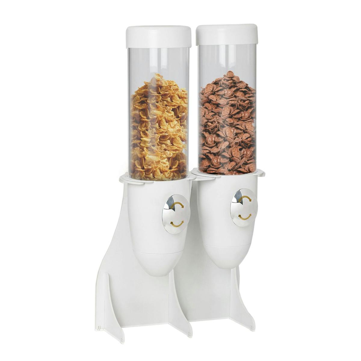 Muesli & cornflakes dispenser - double- Ø 115mm - white- revolving dispenser