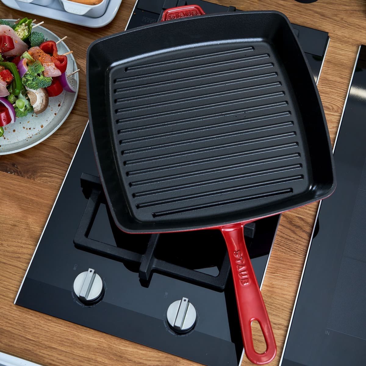 STAUB | GRILL PANS - Americký grill - 260x260mm - litina - třešňově červený