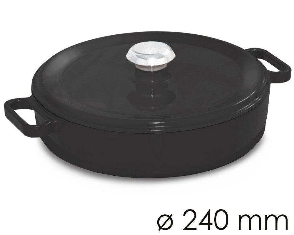 Litinový hrnec mělký - Ø 240 mm - černý