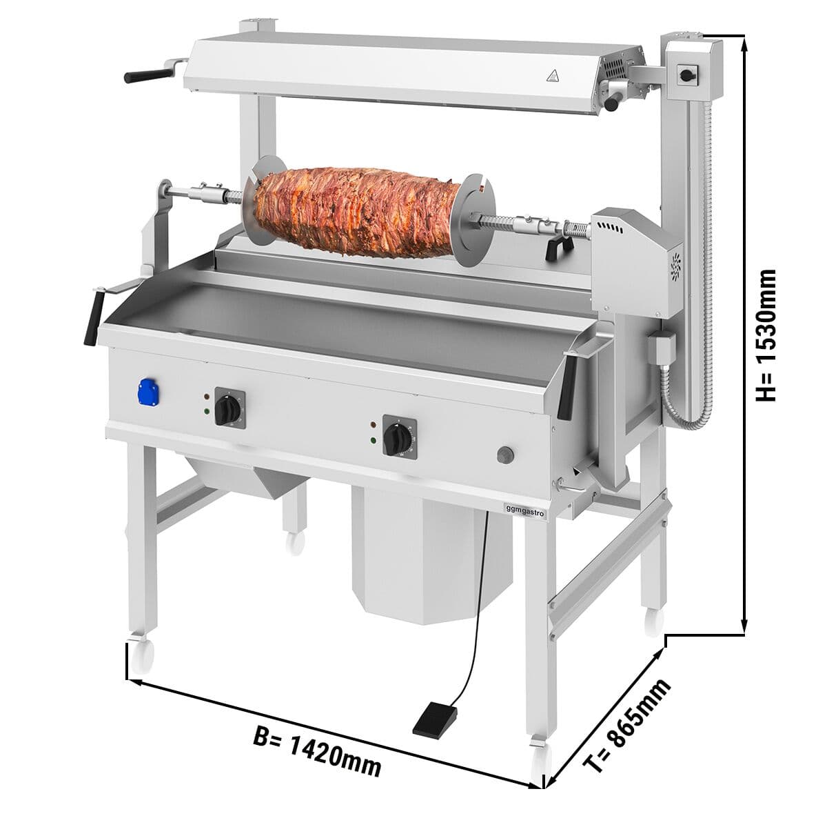 Cag kebab přístroj - 14kW - horizontální - podlahový přístroj