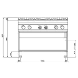 Gasherd - 53,5 kW - 6 Brenner