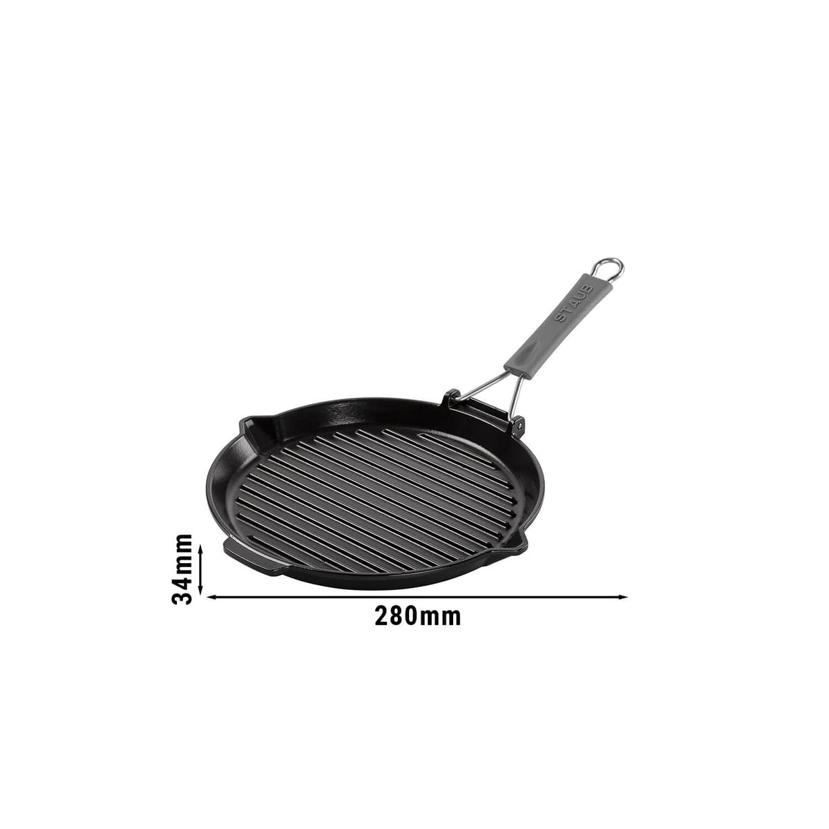 STAUB | GRILL PANS - Grilovací pánev s výlevkou - Ø 280 mm - litina - černá