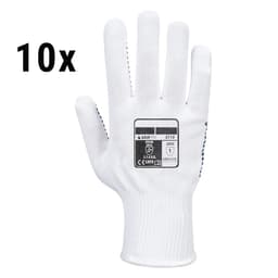 (10 Pair) PVC Nub Glove - White/ Blue - Size: XL