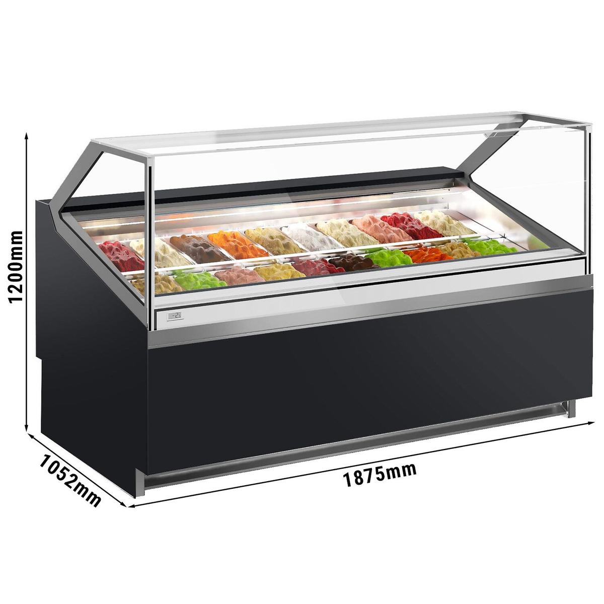 Ice cream counter IVY- 1910mm - air circulation - for 20x 5 Liter containters - Black