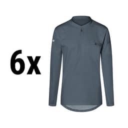 (6 pieces) Karlowsky - Long Sleeve Men's Work Shirt Performance - Anthracite - Size: S