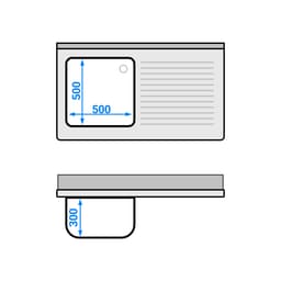 Dřezová skříňka z nerezové oceli s odpadkovým košem - 1,2 m - 1 dřez vlevo - D 50 x Š 50 cm