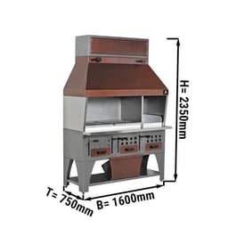 Přístěnný gril na dřevěné uhlí - 1,6 m