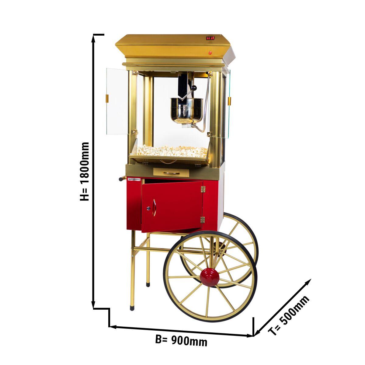 Vozík na popcorn - kapacita nádoby: 250 gr - vč. kbelíku na kukuřici & osvětlení