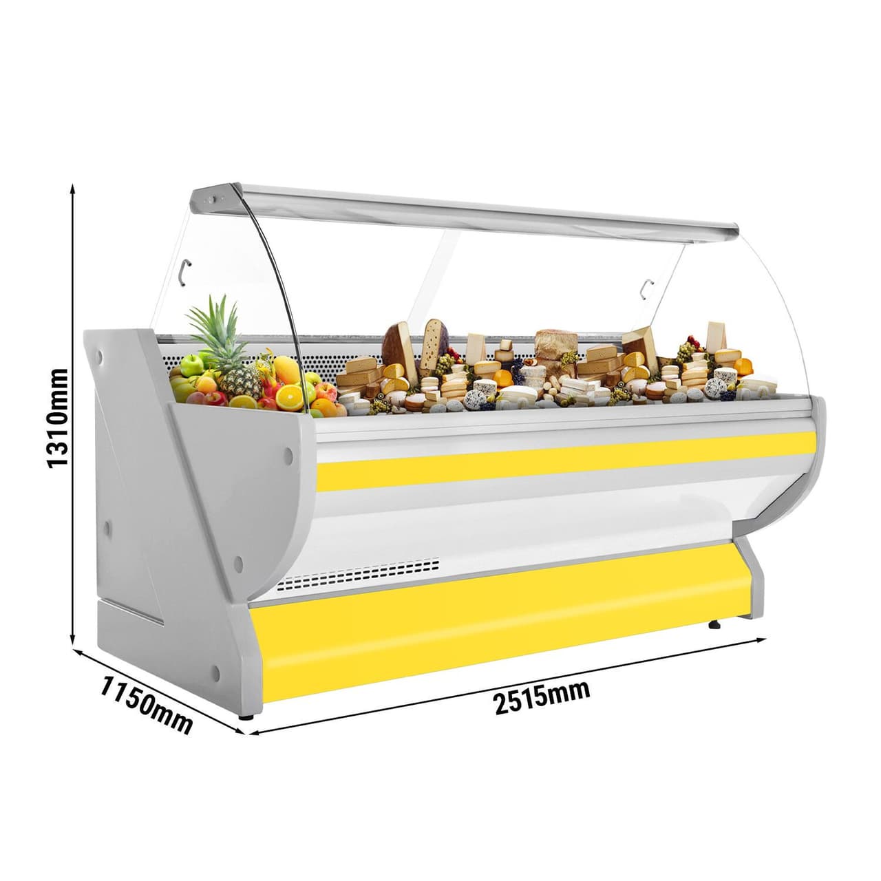 Chladicí vitrína - 2500 mm - s osvětlení -žlutý čelní panel