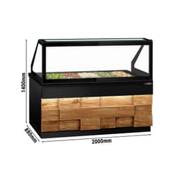 Saladette - 2000mm - 3 doors - for 5x GN 1/1 - LED lighting - wooden front - black granite