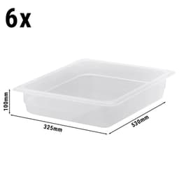 (6 kusů) CAMBRO | Camwear® polypropylenové GN nádoby 1/2 - mléčné - hloubka 65 mm