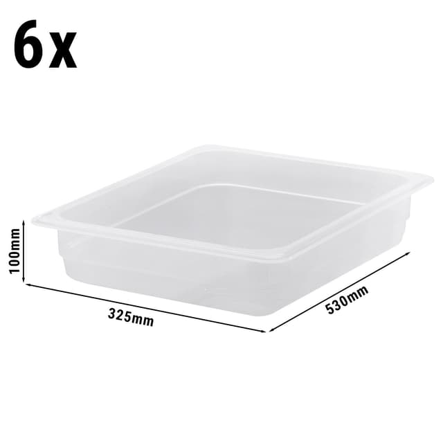 (6 kusů) CAMBRO | Camwear® polypropylenové GN nádoby 1/2 - mléčné - hloubka 65 mm