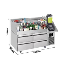 Bar & beverage cooling table - 1200x600mm - 150 litres - with 2 drawers 1/2 & shelves