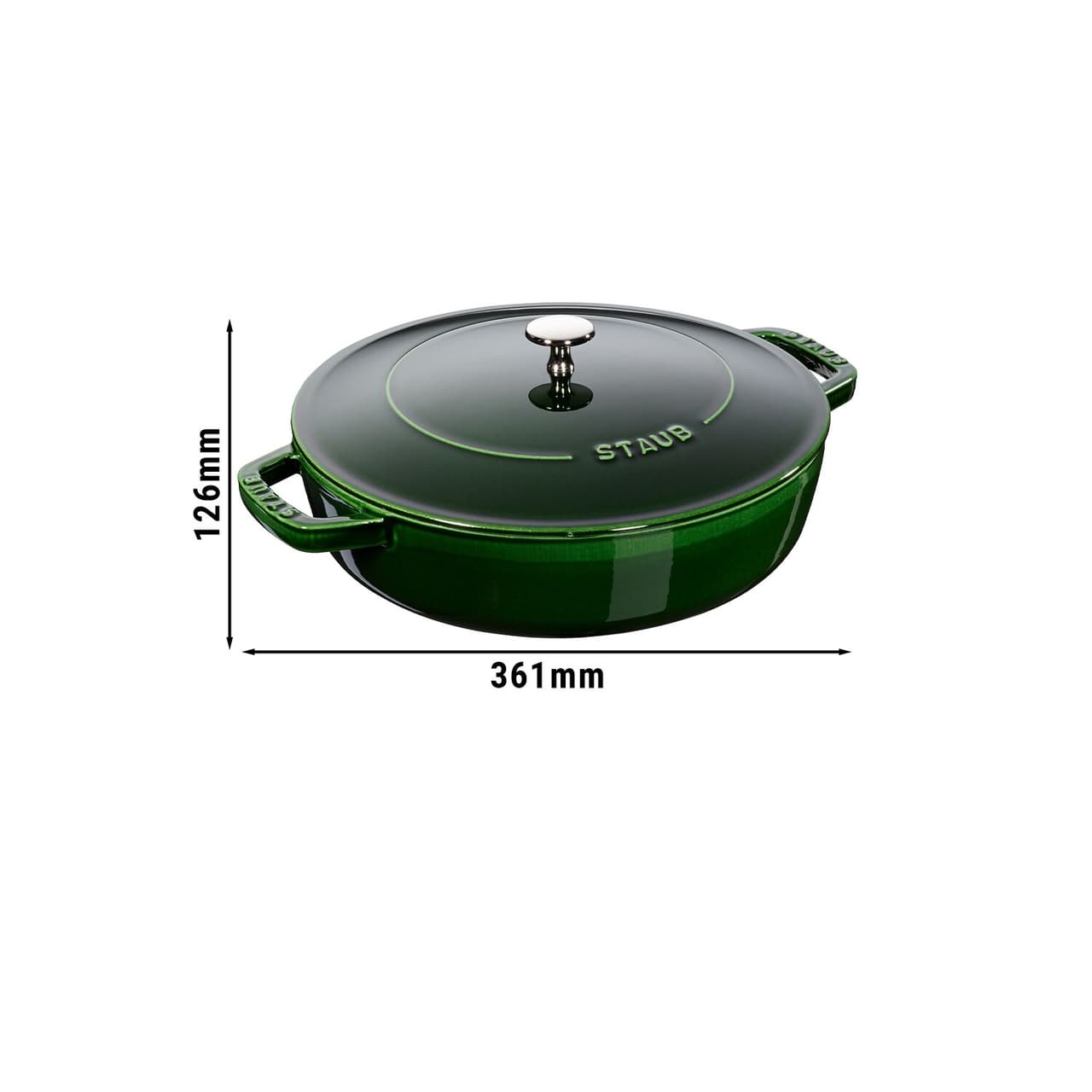 STAUB | BRAISERS - Pečicí hrnec s kapkovitou strukturou Chistera - 280 mm - litina - bazalkově zelený