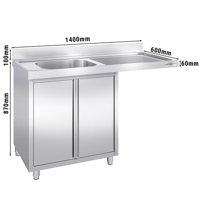 Spülmaschinen-Spülschrank - 1400x600mm - mit 1 Becken links