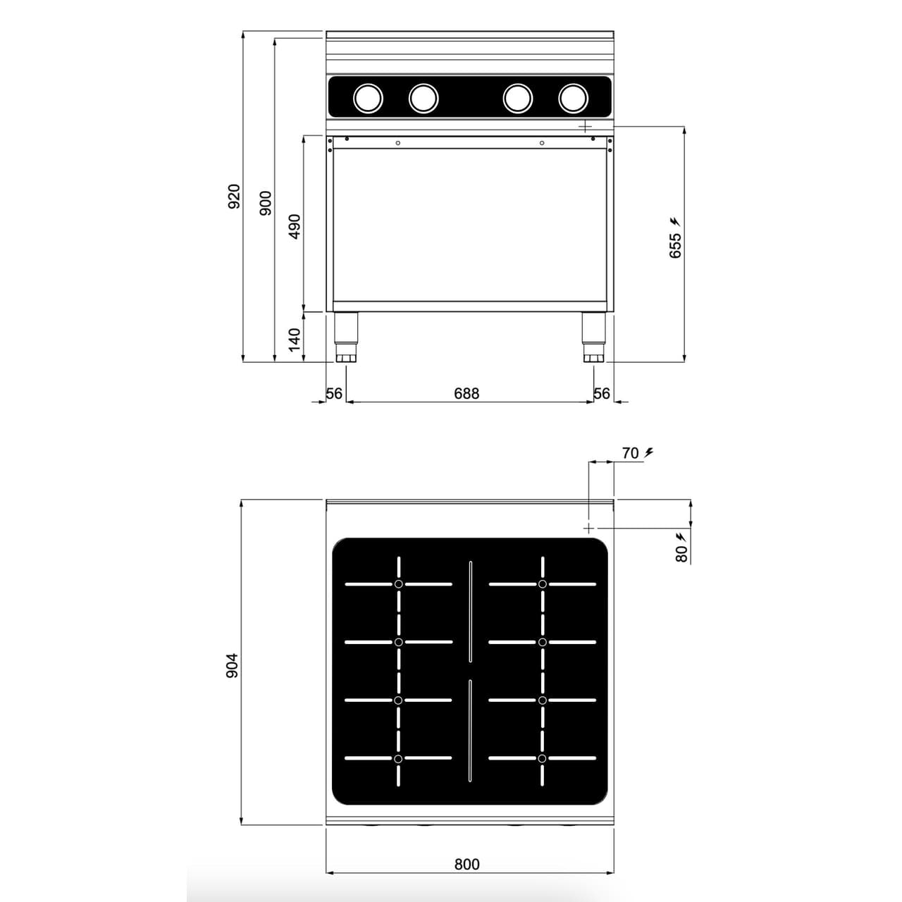 Indukční sporák - 28 kW - Bflex Digital