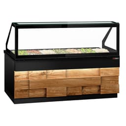 Saladette - 2550mm - 4 doors - for 6x GN 1/1 - LED lighting - wooden front - black granite