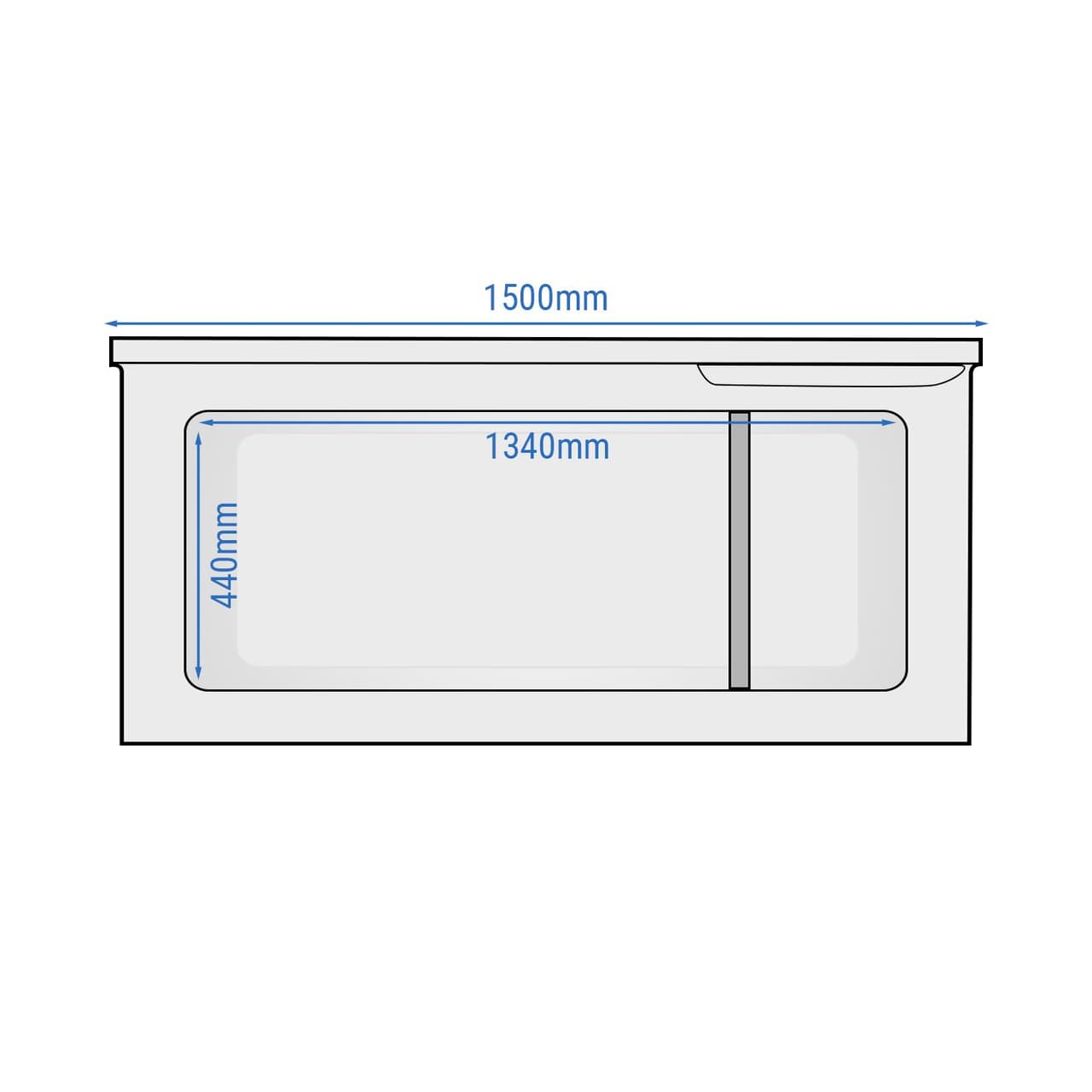 Deep freezer - 1500mm - 388 litres - plastic lid - incl. partition wall