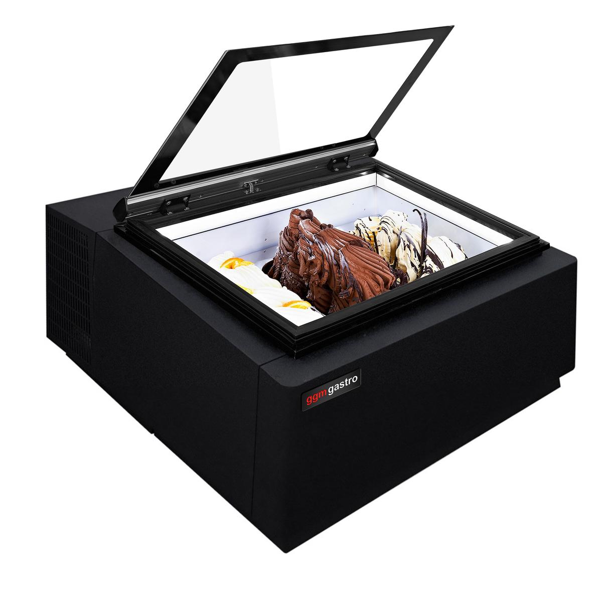 Tabletop ice cream display case - 670mm - Static - for 3x 5 litre ice cream containers - Lid opening to customer side