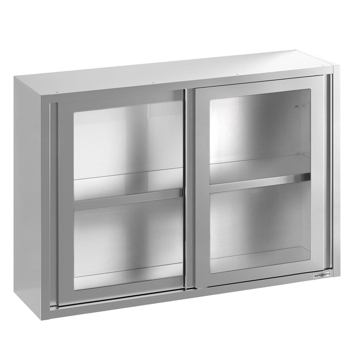 Stainless steel wall cabinet - 1800x400mm - with sliding glass door - 1000mm high