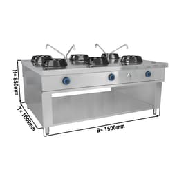 Gas Wok-Herd - 84 kW - 6 Kochstellen - inkl. 2 Miniwassersäule