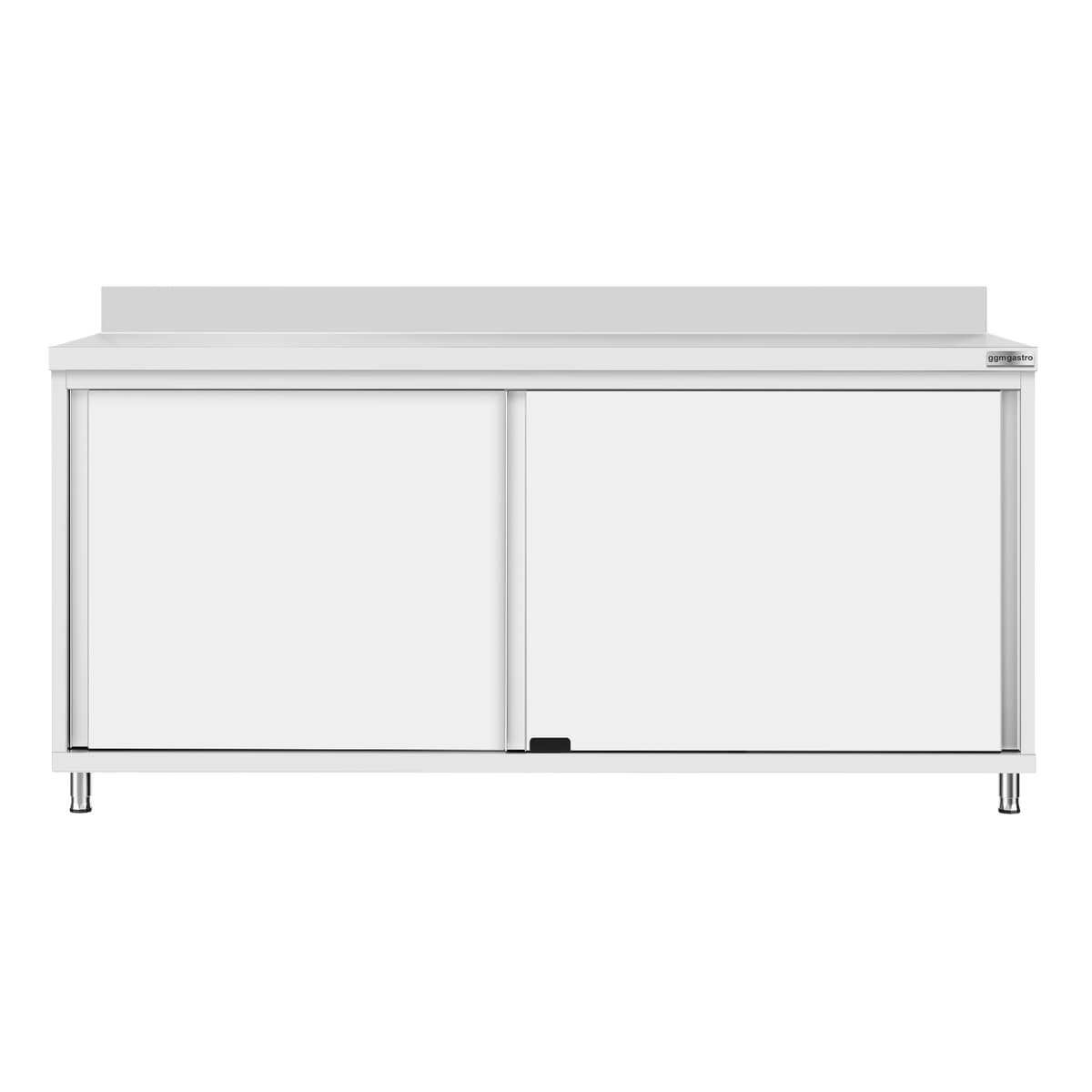 Stainless steel work cabinet ECO - 1800x700mm - with sliding door and backsplash