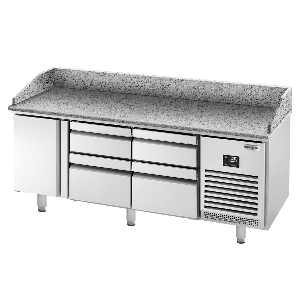 Pizza preparation table  Premium PLUS- 1980x700mm - with 1 door & 4 drawers