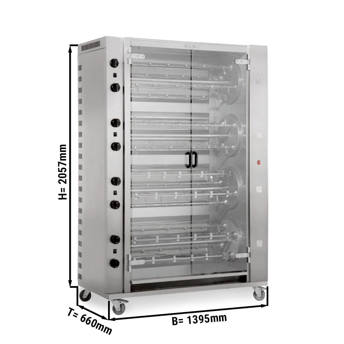 Gas Rotations Hähnchengrill - 74,4kW - mit 16 Spießen für bis zu 96 Hähnchen