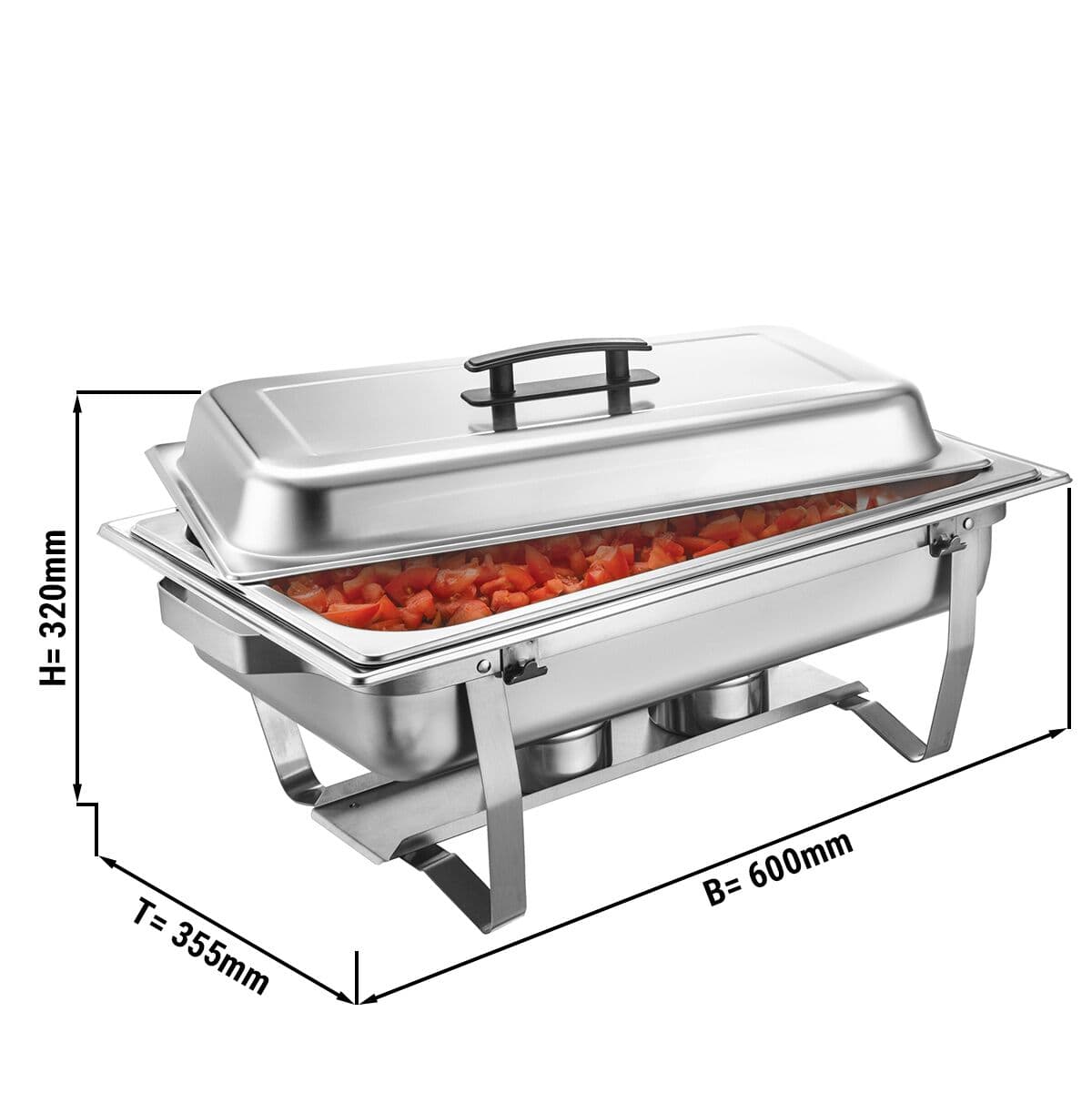 Chafing mísa - GN 1/1 - s krytem - skládací podstavec