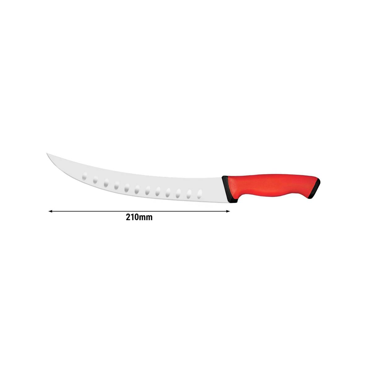 Řeznický / kuchařský nůž - čepel 210 mm - zahnutá & s výřezy